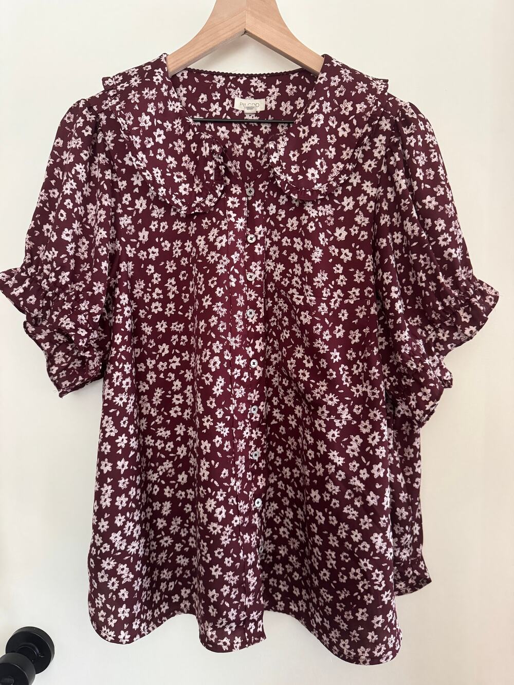 MAEVE ANTHROPOLOGIE Keira top burgundy floral - 2x